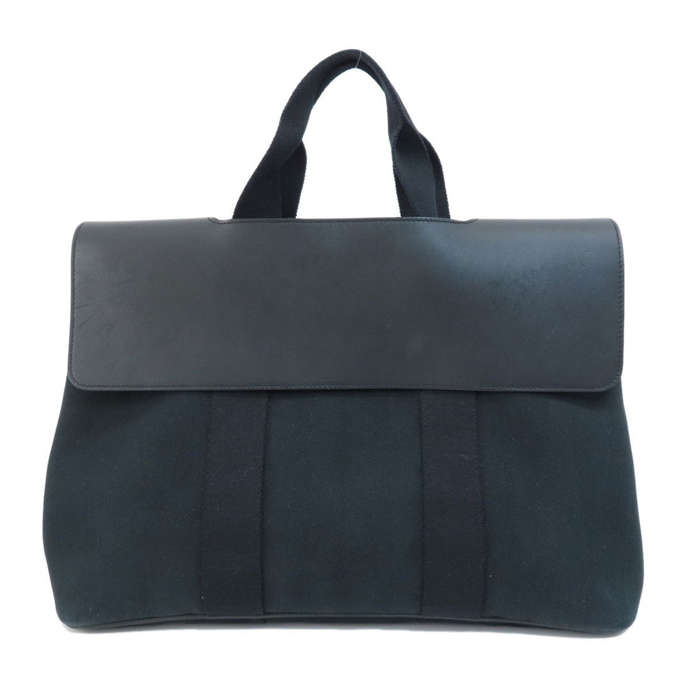 Hermes Valparaiso MM Black Silver Metal Fittings Tote Bag